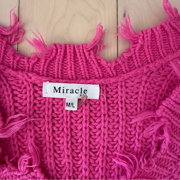 Miracle Hot Pink Distressed Sweater - Picture 2 of 2